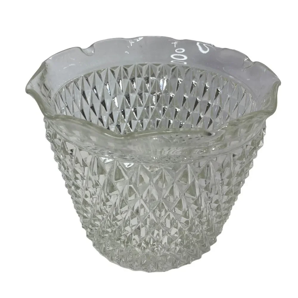 Indiana  Ice Bucket  Glass Diamond point‎ Ruffle Rim Pattern Glassware Vintage